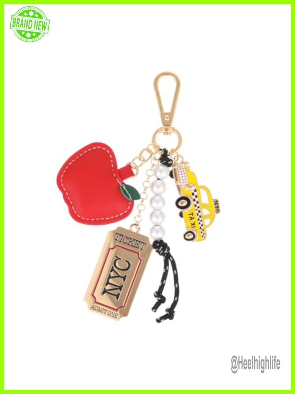 Paris New York London Olive Bowtie Hot Dog Keychain Travel Souvenir Gift